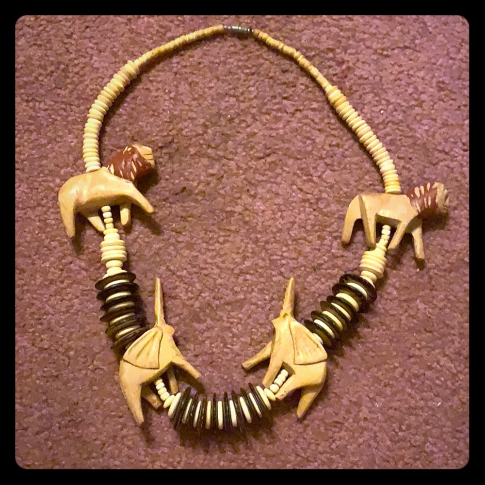 Vintage wooden safari necklace